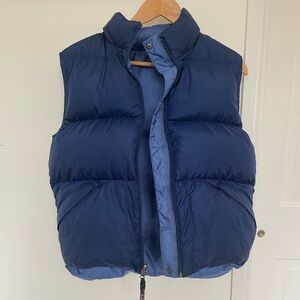 Ll bean women medium reversible down vest blue